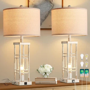 29" Table Lamp for Living Room - Lamps Set of 2 with USB C+A & Bulbs, 3-Way Dimm - Picture 1 of 7