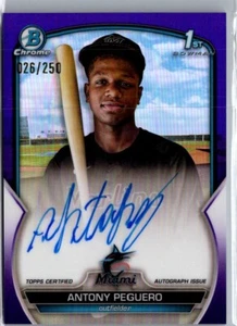 2023 Bowman Chrome Auto Purple Refractor /250 Anthony Peguero - Picture 1 of 2