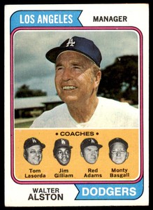 1974 TOPPS WALT ALSTON/TOM LASORDA/JIM GILLIAM/RED ADAMS/MONTY BASGALL LOS