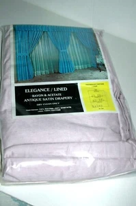Soft Lilac Purple Lined Antique Satin Nub Weave Pinch Pleat Drapes - NOS -  NIP - Picture 1 of 10