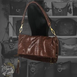 JM Collection brauner Schlangendruck übergroße Cabrio-Handtasche Schultertasche Tragetasche - Bild 1 von 5
