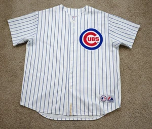 VTG Chicago Cubs Majestic Ramirez 16 Jersey Mens XL White Pinstripe MLB Baseball - Picture 1 of 12