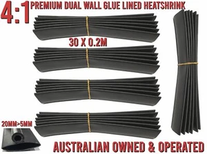 20mm 30Pc Kit Heat Shrink Tube 4:1 Dual Wall Glue Lined Wire Insulation Marine - Bild 1 von 1