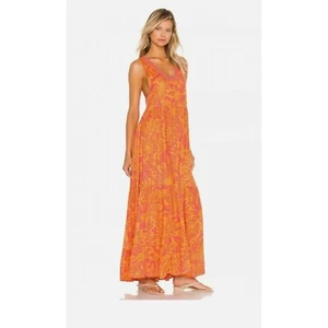 Maxi Vestido Para Mujer Free People Tiers For You Estampado Naranja Talla S - Imagen 1 de 10