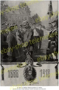 Wilhelm II. 30. Amtsjubiläum GHQ Spa Belgien Stabswache Wappen Kaiserkrone 1918 - Bild 1 von 1