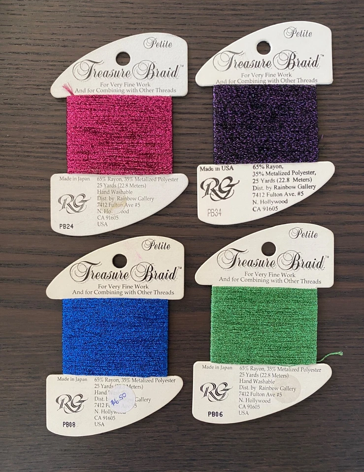 Lot of 4 Rainbow Gallery Petite Treasure Braid PB06 PB08 PB24 PB34 Metallic  - Image 1 of 1