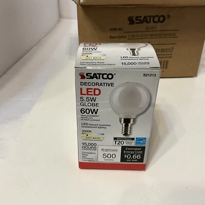 Satco S21213 5.5w G16.5 Globe LED 3000K Candelabra Base Dimmable - 60w (1 Bulb) - Image 1 of 4