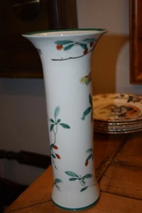 Mottahedeh Vista Alegre Portugal Tall Vase Famille Verte Kang Hsi Butterflies - Picture 1 of 11