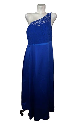 Novo Vestido de Dama de Honra DAVIDS Tamanho 16 Horizonte Azul Longo Um Ombro Renda - Imagem 1 de 4