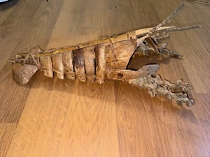 Vintage Handmade Lobster Sculpture Made With Driftwood & Coconut Shells Unique ￼ - Picture 1 of 22