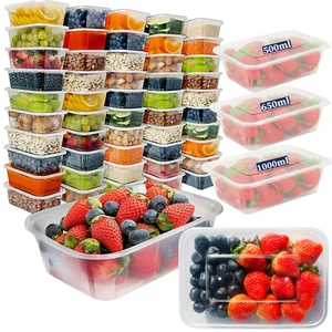 Plastic Food Containers with Lids Takeaway Airtight Microwave Freezer Safe Boxes - Picture 1 of 15