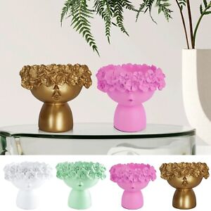Nordic Style Girl's Head Pot Resin Unique and Charming Décor Accent for Any Room