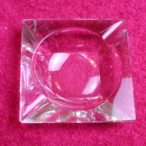 Val St Lambert Signed (Plain Clear) 3 1/2" SQUARE ASHTRAY Exc - Picture 1 of 4