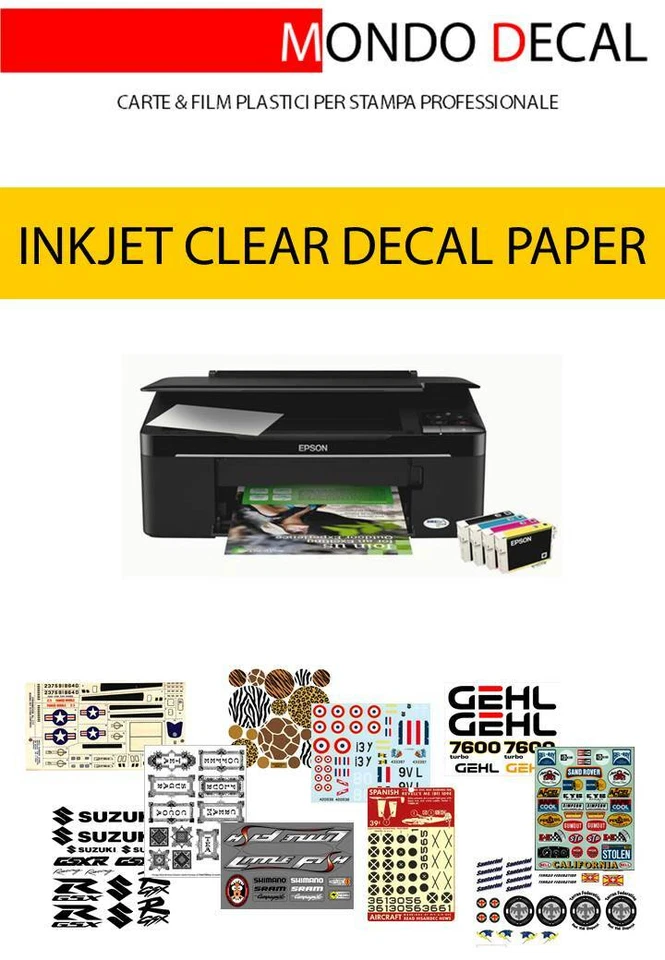 CARTA TRASPARENTE INKJET PER DECALCOMANIE (WATERSLIDE DECAL PAPER): 12 FOGLI A4 - Immagine 1 di 1