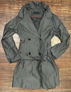 Burberry Womens Black Label Trench Gray Belt Coat Jacket Size 40 - Picture 1 of 8