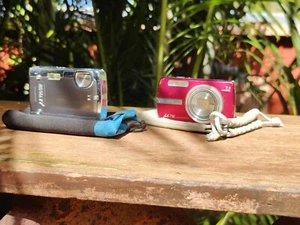2 x Olympus Waterproof Digital Camera U750 Pink U725SW Silver Tested With Extras - Picture 1 of 21