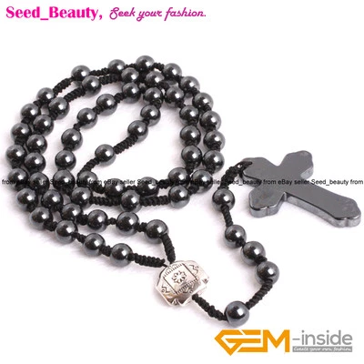 Rosario de Oración Cristiana Surtido Piedras Cuentas Tejido Collares Pulsera 27"" Regalo Foto 1 de 4