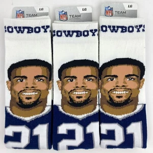 Dallas Cowboys NFL Players Socks Selfie Ezekiel Elliott Unisex Large New 1-Pair - Picture 1 of 6