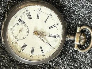 MEDAILLE D'OR PARIS 1900 CYLINDRE POCKET WATCH 800 SILVER Floral CASE Working - Picture 1 of 14