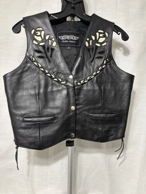 Chaleco Motociclista Unik Blanco Rosa Incrustación Con Adorno Extra Cadena Mujer’s L Foto 1 de 4