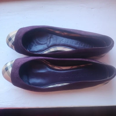 Authentic Burgundy Burberry Ballet Flats - Image 1 of 4