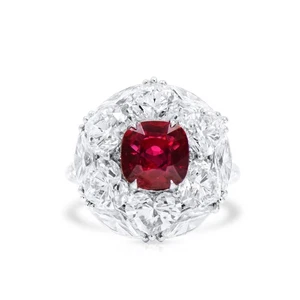 Natürlicher Mosambik lebendiger roter Rubin Ring 2,62 ct. Kissenform massiv Gold GRS - Bild 1 von 6