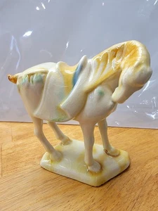Horse Sancai Chinese Japanese Kurinuki Pottery Style VTG Ceramic cream "chip" - Picture 1 of 6