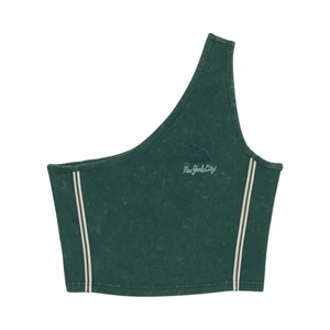 PUMA Nyc Remix One Shoulder Scoop Neck Tank Top Womens Green Casual Athletic 62 - Picture 1 of 2