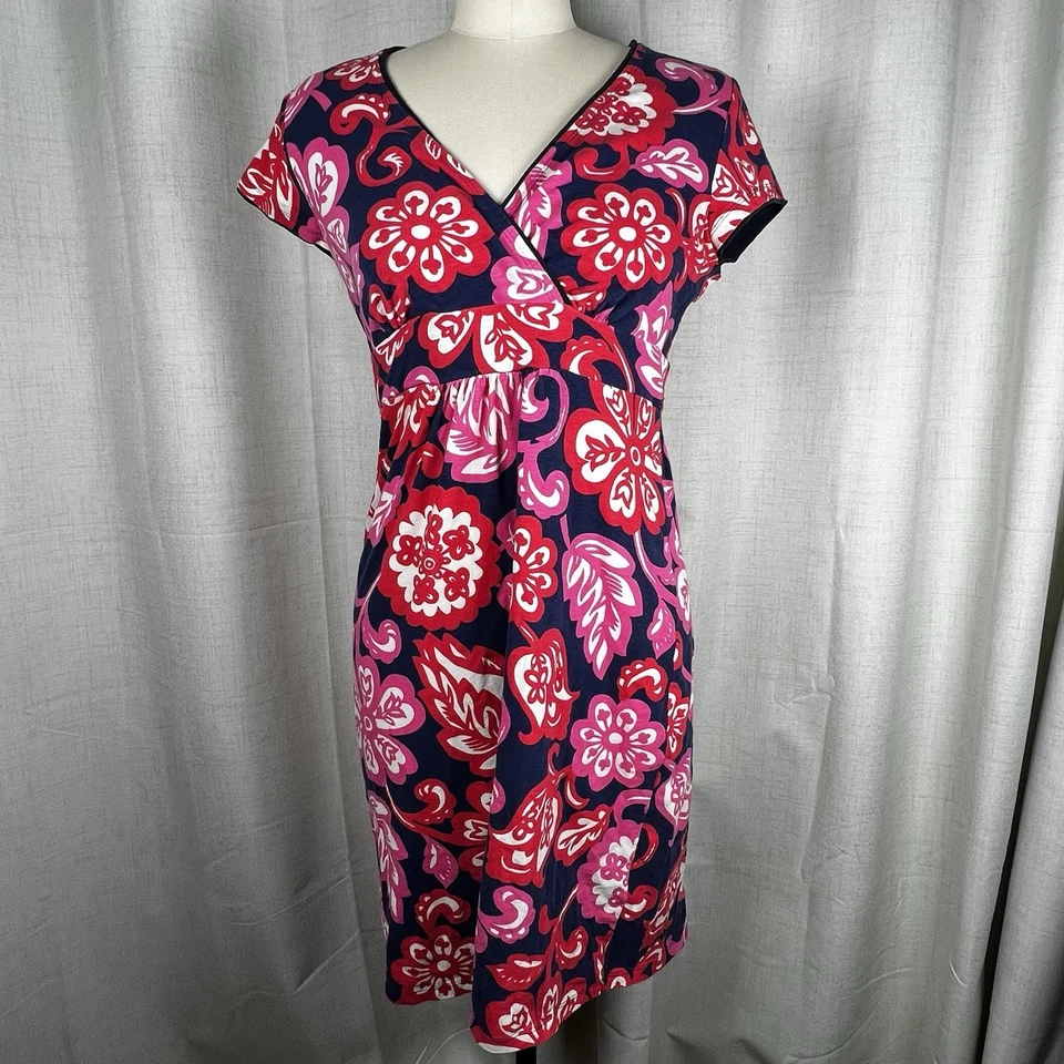 Vestido para mujer Boden Lola 8R azul rosa rojo floral envolvente sintético cruzado jersey tejido Foto 1 de 4
