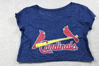 St Louis Cardinals Shirt Womens Small Crop Top Glitter Animal Print Baseball Tee - Image 1 of 4