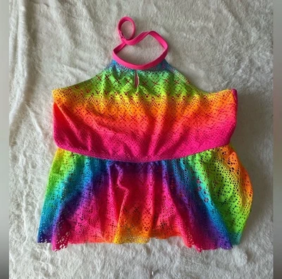 Wonder Nation Girls Neon Rainbow Boho Print Tankini Swim Top Size XL - Imagem 1 de 2