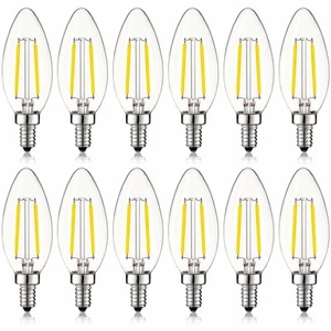Luxrite 4W Vintage Candelabra LED Bulb Dimmable 4000K 400lm Blunt Tip E12 12Pack - Picture 1 of 7