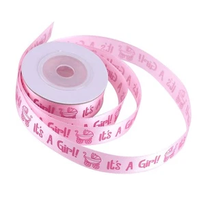 10 Yards Pink Baby Shower Polyester Ribbon For Baby Girl Party Favor Gift - Picture 1 of 24