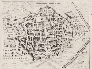 Sulmona Abruzzo Italia incisione veduta acquaforte engraving Blaeu Mortier 1704 - Bild 1 von 1