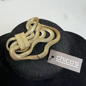 NWT CHICO'S Multi-Chain Matte Gold Tone Magnetic Clasp Bracelet - Picture 1 of 3