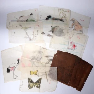 Early 1900s Japanese Student’s Hand Painted Animal Nature Sketches Art Portfolio - Picture 1 of 14