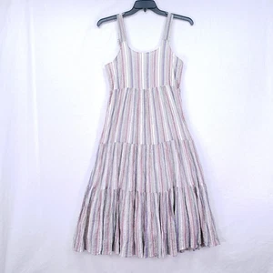 Linda Anderson Maxikleid Gr. M Streifen bunt Stufen Schimmer Metallic Baumwolle - Bild 1 von 14