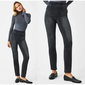 SPANX Jeans Größe Medium Tall MT Ankle Straight Leg Denim Vintage Schwarz - Bild 1 von 9