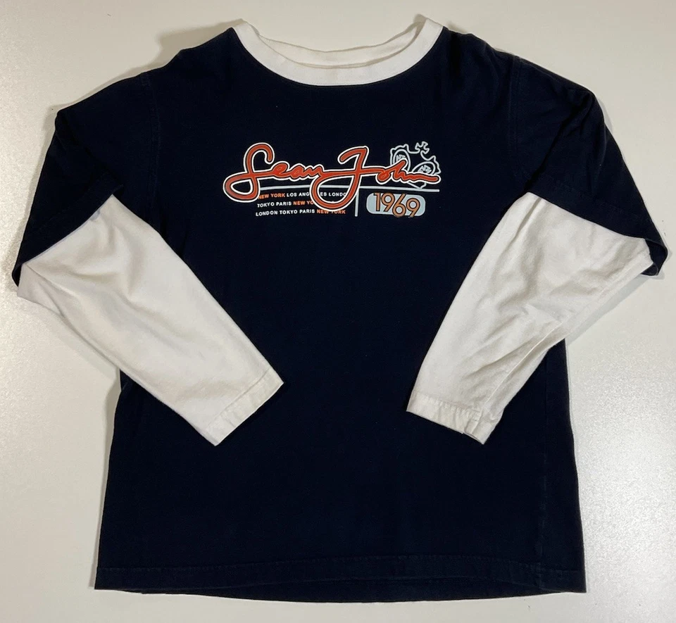 Camiseta De Colección Sean John Manga Larga En Capas Juvenil M Hip Hop Patinador Y2K Foto 1 de 4
