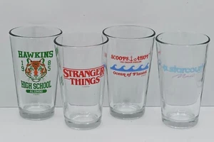 16oz Pint Glasses Set of 4 STRANGER THINGS Drive-Thru Experience RARE!! - Picture 1 of 21