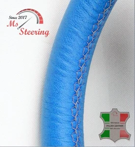 FUR INFINITI JX 13-13 BLAU LEDER-LENKRADABDECKUNG, GRAU 2 STIT - Bild 1 von 8