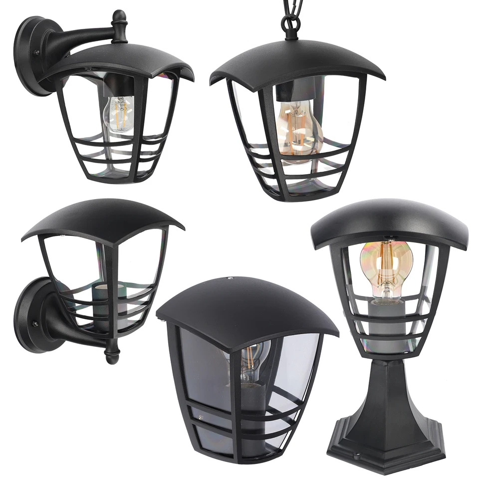 Außenleuchte Außenlampe Laterne Wandleuchte Außenhängeleuchte E27 Schwarz EDO - Bild 1 von 2