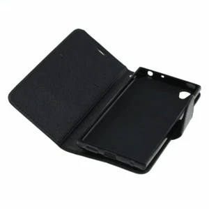 Book Case Fancy Etui Handytasche Tasche Hülle f. Sony Xperia L1 (Schwarz) - Picture 1 of 4