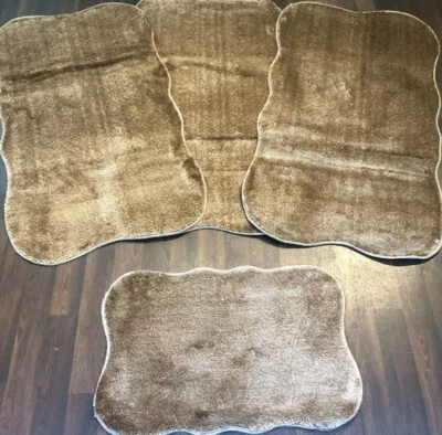 RUGWORLD ROMANY WASHABLES TRAVELER MATS SET OF 4 NON SLIP TOURER SIZE THICK DARK BEIGE