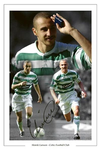 HENRIK LARSSON Signed Autograph PHOTO Signature Print Gift CELTIC 18X12 Poster - Picture 1 of 1