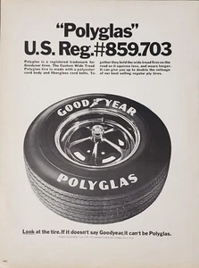 1969 Goodyear Tires Polyglas Custom Wide Tread Vintage Print Ad - Bild 1 von 1