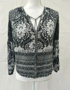 Blusa de mujer Lucky Brand pequeña borlas recortadas manga larga alta baja - Imagen 1 de 7