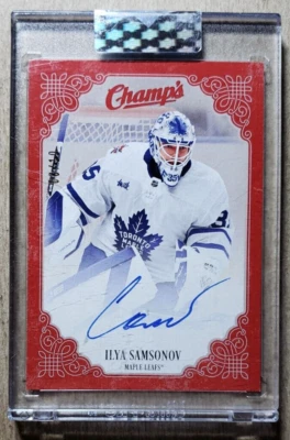 2023-24 Upper Deck Clear Cut Champ's Red Ilya Samsonov Auto /10 Leafs Autograph - Image 1 of 2