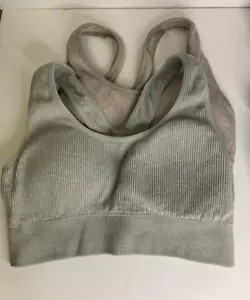 2 Aerie Bralettes racerback 1 Gray and 1 Pink - Removable pads - Gently Used - Picture 1 of 7