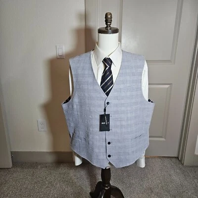 $99 Новый с Ярлыками Murano костюм жилет 2XB 2 X белый синий клетку машинная стирка хлопковая смесь - Изображение 1 из 4